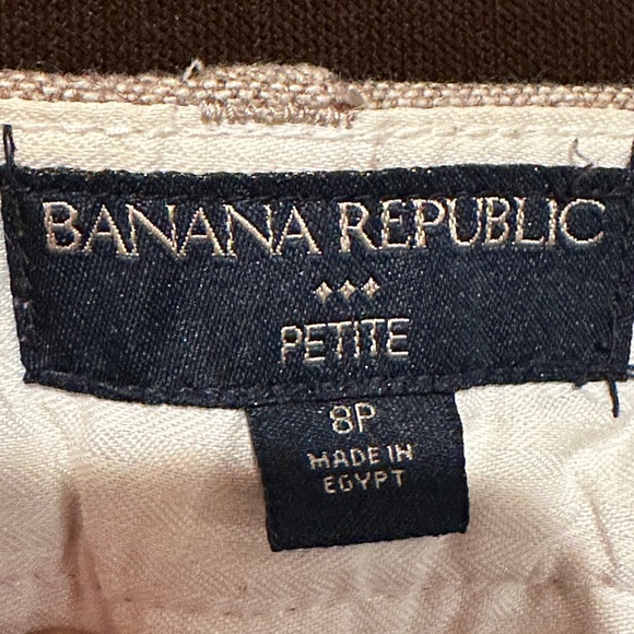 Banana Republic Tan Light Straight Wide Leg Low Rise Wool  Dress Pants Sz 8P - Picture 7 of 12